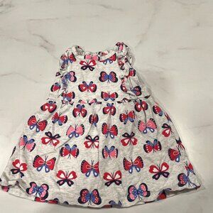 Carter's Everyday Outfit Dress Baby Girls 6 Month Gray Butterfly Print Crew Neck